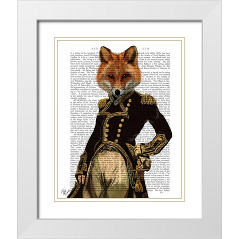 Admiral Fox Full White Modern Wood Framed Art Print with Double Matting by Fab Funky