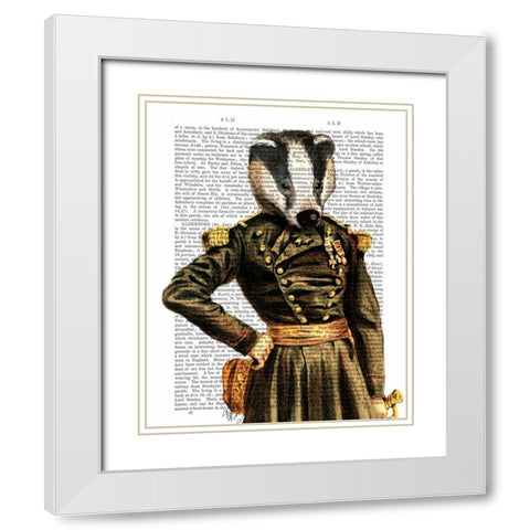 General Badger White Modern Wood Framed Art Print with Double Matting by Fab Funky