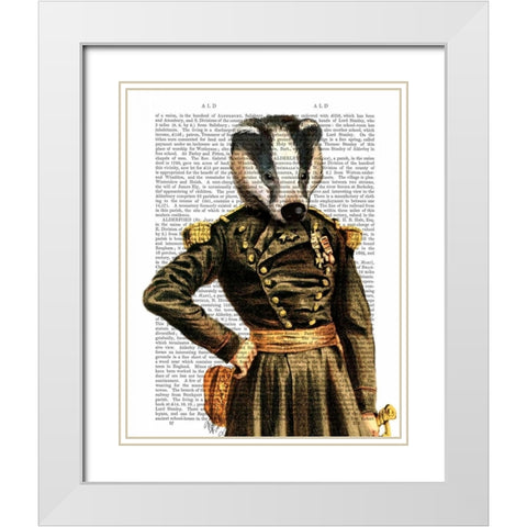 General Badger White Modern Wood Framed Art Print with Double Matting by Fab Funky
