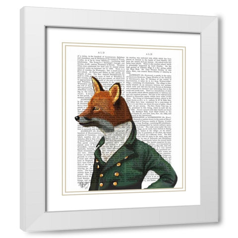 Dandy Fox Portrait White Modern Wood Framed Art Print with Double Matting by Fab Funky