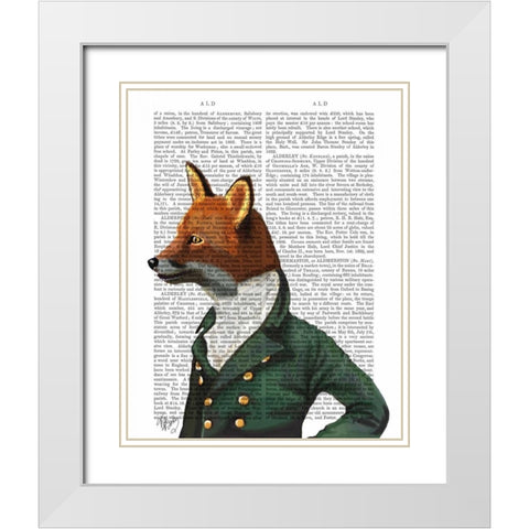 Dandy Fox Portrait White Modern Wood Framed Art Print with Double Matting by Fab Funky
