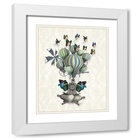 Flutter Time White Modern Wood Framed Art Print with Double Matting by Fab Funky