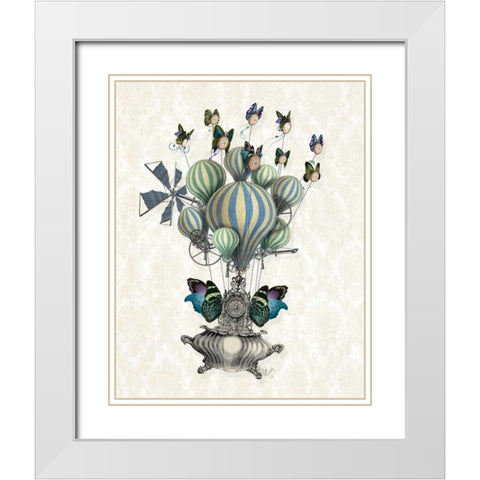 Flutter Time White Modern Wood Framed Art Print with Double Matting by Fab Funky