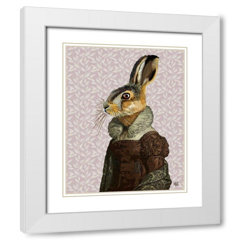 Madam Hare White Modern Wood Framed Art Print with Double Matting by Fab Funky