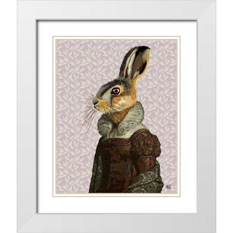 Madam Hare White Modern Wood Framed Art Print with Double Matting by Fab Funky