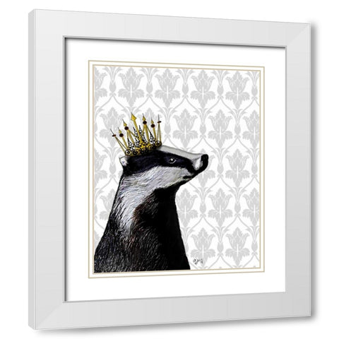Badger King White Modern Wood Framed Art Print with Double Matting by Fab Funky
