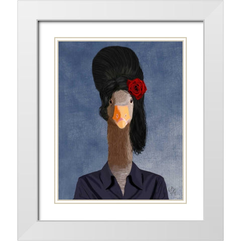Amy Winehouse Goose White Modern Wood Framed Art Print with Double Matting by Fab Funky