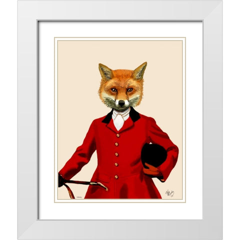 Fox Hunter 2 Portrait White Modern Wood Framed Art Print with Double Matting by Fab Funky