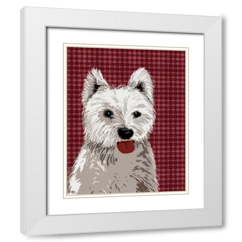 West Highland Terrier Plain White Modern Wood Framed Art Print with Double Matting by Fab Funky