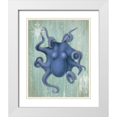 Coastal Life Collection 1 b White Modern Wood Framed Art Print with Double Matting by Fab Funky