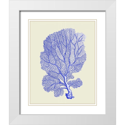 Blue Corals b White Modern Wood Framed Art Print with Double Matting by Fab Funky
