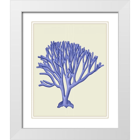 Blue Corals c White Modern Wood Framed Art Print with Double Matting by Fab Funky