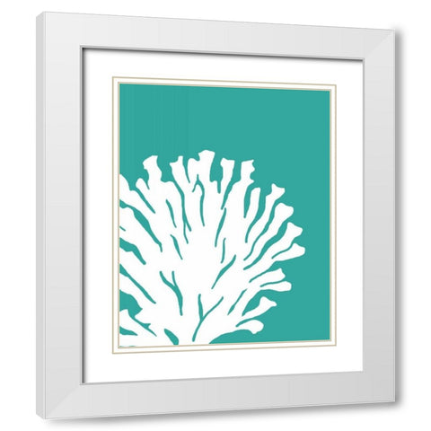 Turquoise Coral Prints a White Modern Wood Framed Art Print with Double Matting by Fab Funky