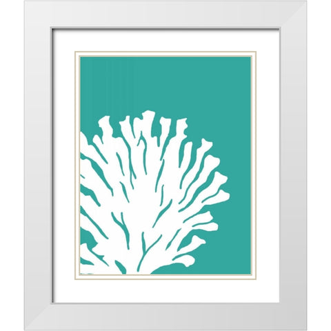 Turquoise Coral Prints a White Modern Wood Framed Art Print with Double Matting by Fab Funky