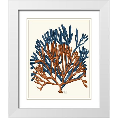 Blue and Orange Corals a White Modern Wood Framed Art Print with Double Matting by Fab Funky