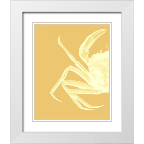 Contrasting Crab in Mustard a White Modern Wood Framed Art Print with Double Matting by Fab Funky