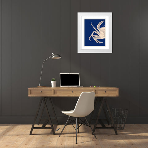 Contrasting Crab in Navy Blue a White Modern Wood Framed Art Print with Double Matting by Fab Funky