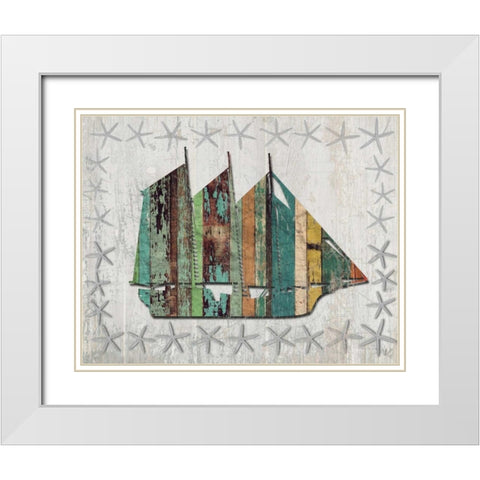 Distressed Wood Style Boat 1 White Modern Wood Framed Art Print with Double Matting by Fab Funky