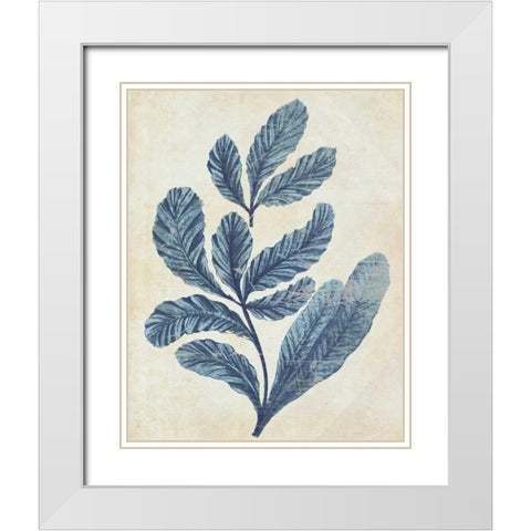 Indigo Blue Seaweed 2 a White Modern Wood Framed Art Print with Double Matting by Fab Funky