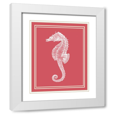 Mixed Nautical White on Coral c White Modern Wood Framed Art Print with Double Matting by Fab Funky