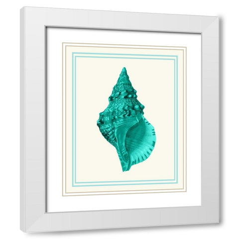 Mixed Nautical Turquoise on Cream a White Modern Wood Framed Art Print with Double Matting by Fab Funky