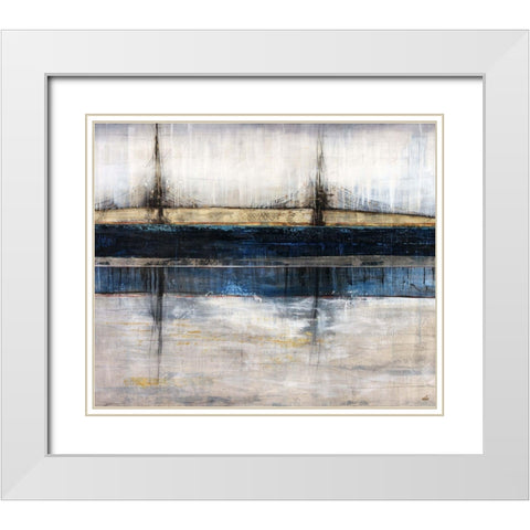 City Blue White Modern Wood Framed Art Print with Double Matting by Schicker, Joshua