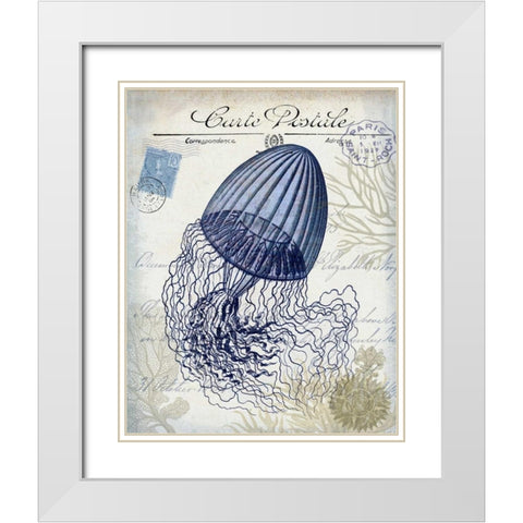 Seaside Postcard Cream f White Modern Wood Framed Art Print with Double Matting by Fab Funky