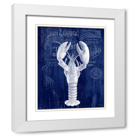 Lobster Prohibition Lobster On Blue White Modern Wood Framed Art Print with Double Matting by Fab Funky