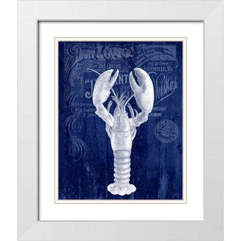 Lobster Prohibition Lobster On Blue White Modern Wood Framed Art Print with Double Matting by Fab Funky