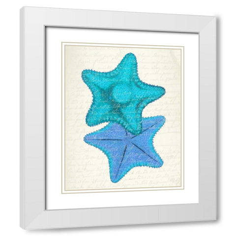 Starfish in Shades of Blue b White Modern Wood Framed Art Print with Double Matting by Fab Funky