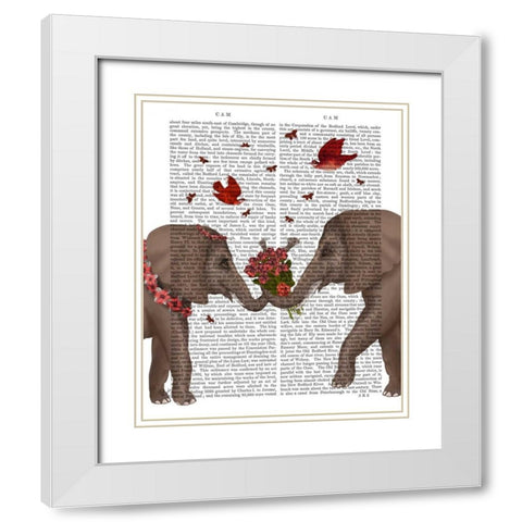 Elephant Bouquet, Portrait White Modern Wood Framed Art Print with Double Matting by Fab Funky