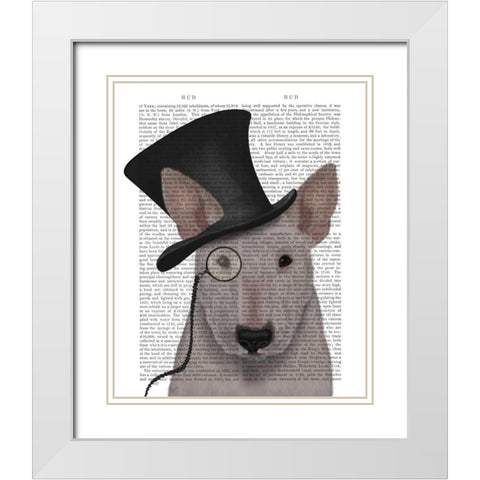 Bull Terrier, Formal Hound and Hat White Modern Wood Framed Art Print with Double Matting by Fab Funky