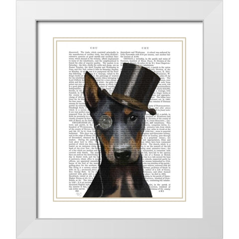 Doberman, Formal Hound and Hat White Modern Wood Framed Art Print with Double Matting by Fab Funky