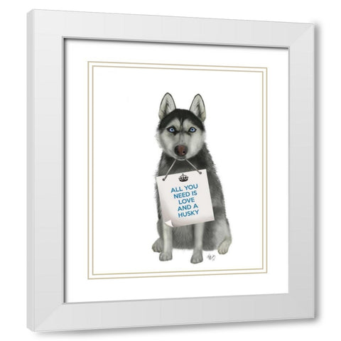 Love and Husky White Modern Wood Framed Art Print with Double Matting by Fab Funky