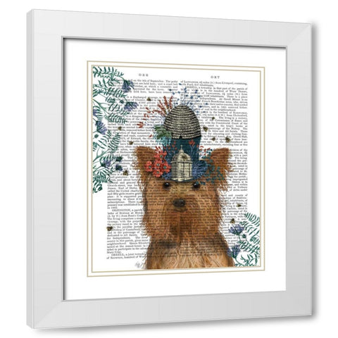 Yorkshire Terrier Milliners Dog White Modern Wood Framed Art Print with Double Matting by Fab Funky