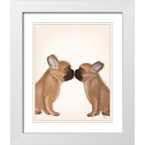 French Kiss Close Up White Modern Wood Framed Art Print with Double Matting by Fab Funky