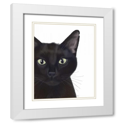 Cat, Portrait of Gus White Modern Wood Framed Art Print with Double Matting by Fab Funky