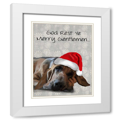 God Rest Ye Bloodhound White Modern Wood Framed Art Print with Double Matting by Fab Funky