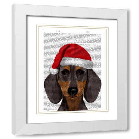 Dachshund White Modern Wood Framed Art Print with Double Matting by Fab Funky