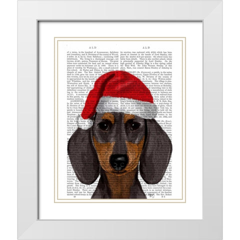 Dachshund White Modern Wood Framed Art Print with Double Matting by Fab Funky