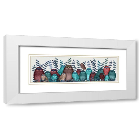 Electric Owls, Red and Blue White Modern Wood Framed Art Print with Double Matting by Fab Funky