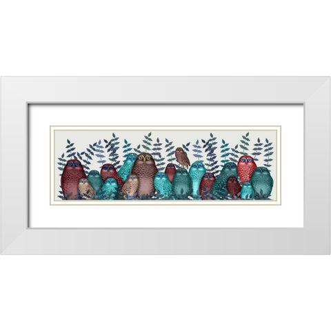 Electric Owls, Red and Blue White Modern Wood Framed Art Print with Double Matting by Fab Funky