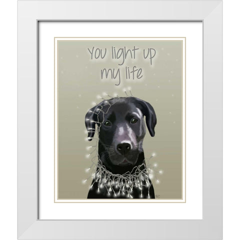 Black Labrador, You Light Up White Modern Wood Framed Art Print with Double Matting by Fab Funky