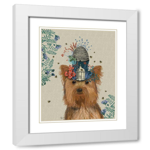 Yorkshire Terrier Milliners Dog White Modern Wood Framed Art Print with Double Matting by Fab Funky