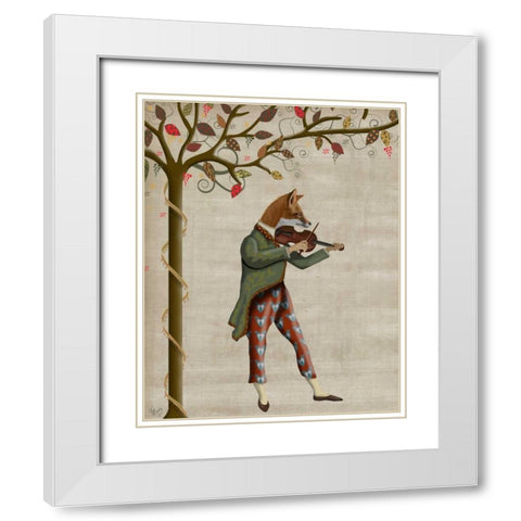 Fox Minstrel White Modern Wood Framed Art Print with Double Matting by Fab Funky