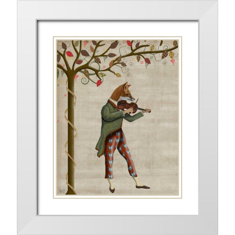 Fox Minstrel White Modern Wood Framed Art Print with Double Matting by Fab Funky
