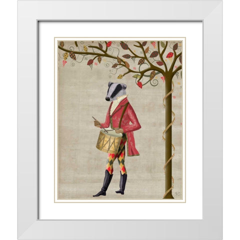 Badger Minstrel White Modern Wood Framed Art Print with Double Matting by Fab Funky