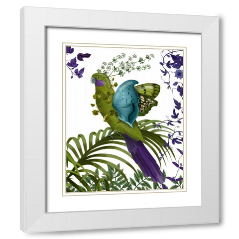Fantasy Parrot 1 White Modern Wood Framed Art Print with Double Matting by Fab Funky