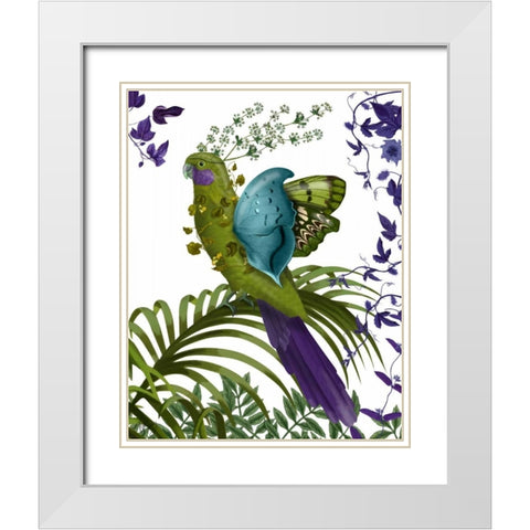 Fantasy Parrot 1 White Modern Wood Framed Art Print with Double Matting by Fab Funky