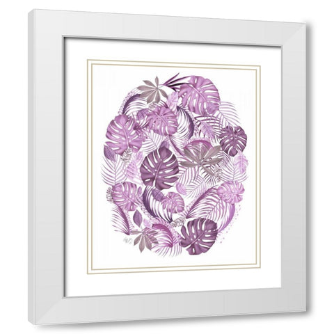 Tropical Oval, Pink White Modern Wood Framed Art Print with Double Matting by Fab Funky